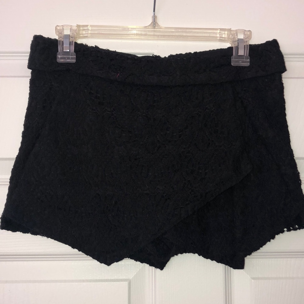 Black lace envelope skirt